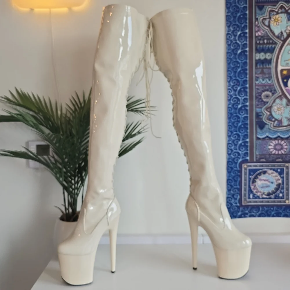 NWOB Hella Heels No Angel Corset Lace Thigh High Boot 8" Heel Protectors READ - Picture 10 of 13
